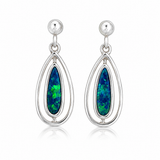 Australian Opal Vibrant Ocean Blue Turquoise Earrings