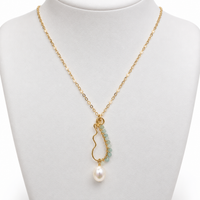 Freshwater Pearl Blue Gemstone Gold Necklace