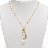 Freshwater Pearl Blue Gemstone Gold Necklace