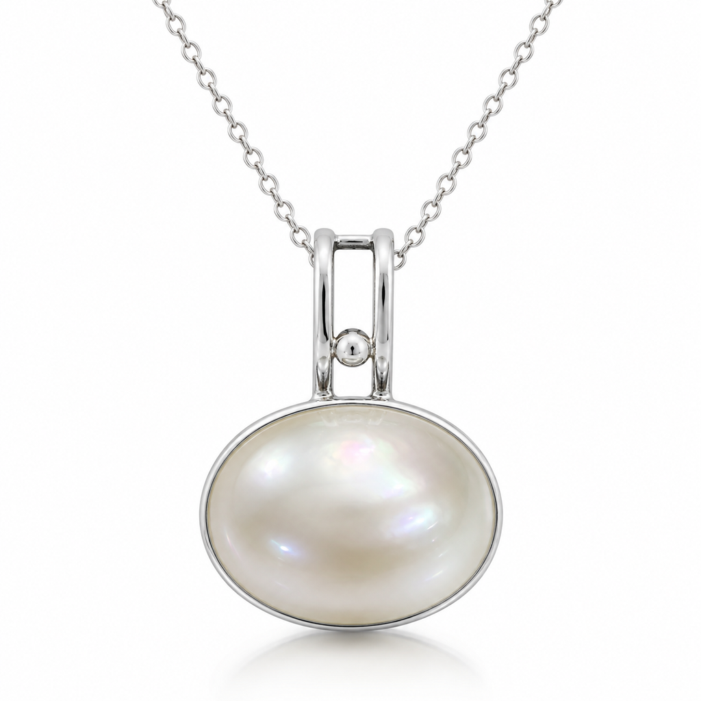 Mabe Pearl Oval Sterling Silver 925 Pendant