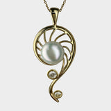 9ct Broome Pearl Diamond Staircase Mangrove Pendant