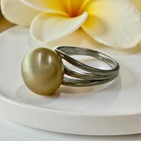 Golden South Sea Silver Twist Band Ring