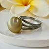 Golden South Sea Silver Twist Band Ring