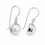 Mabe Pearl Sterling Silver 925 Hook Earrings