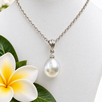 Cultured Broome Pearl White Gold diamond drop pendant