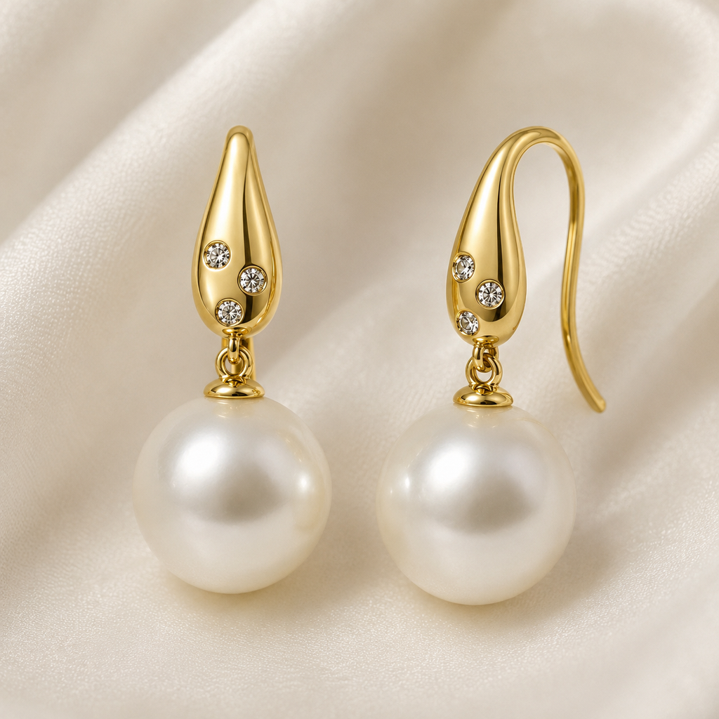 Broome 13mm Pearl Bezel Set 18ct Diamond Earrings
