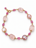 Rose quartz and Pink Pearl Gold Bracelet