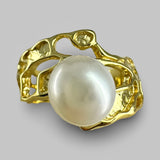 Cultured Freshwater Pearl Gold Seaweed Ring