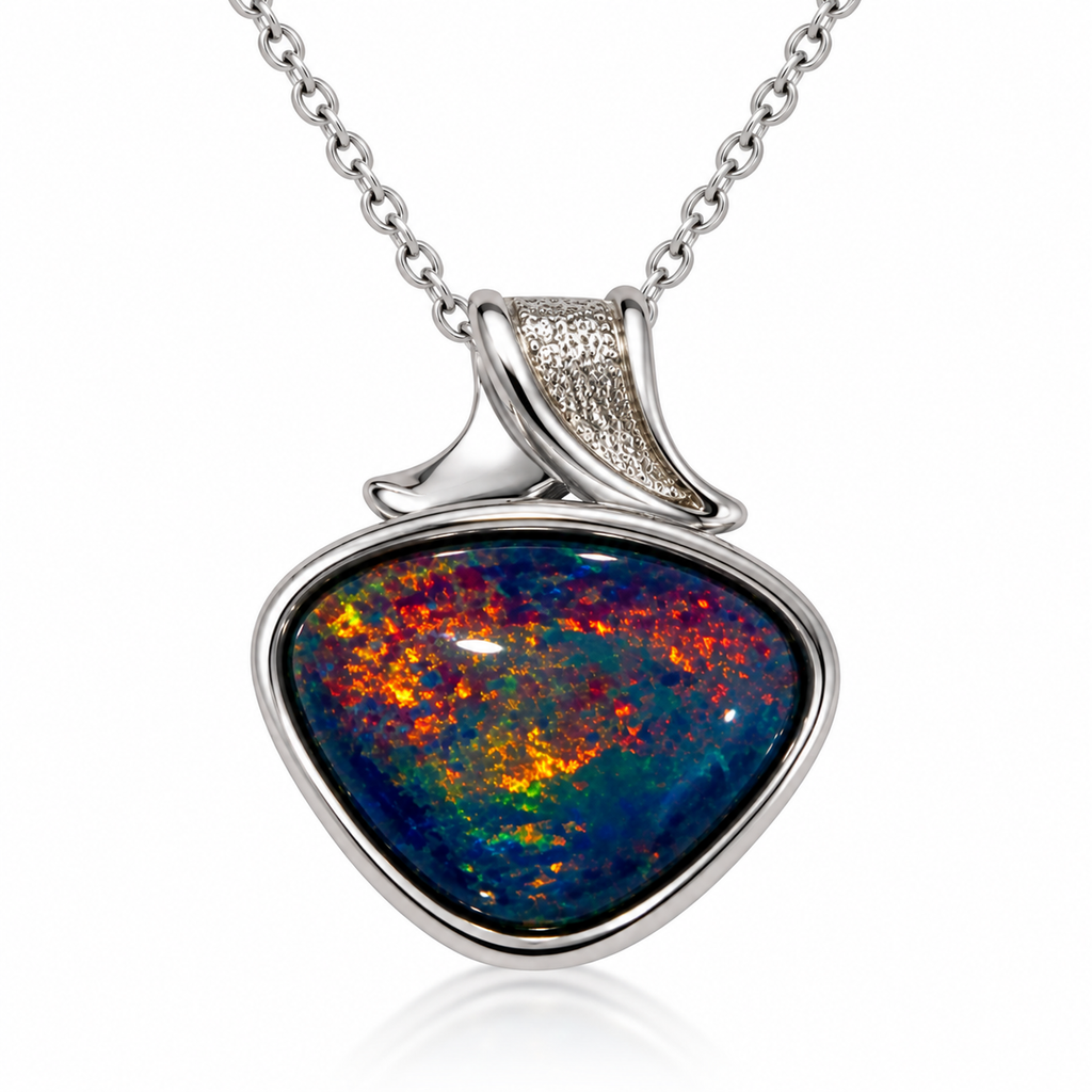 Australian Opal Sunset Glow Sterling Silver Pendant