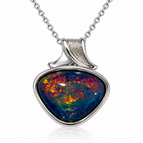 Australian Opal Sunset Glow Sterling Silver Pendant
