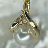 Cultured Broome Pearl 9ct Gold Swirl and Diamond