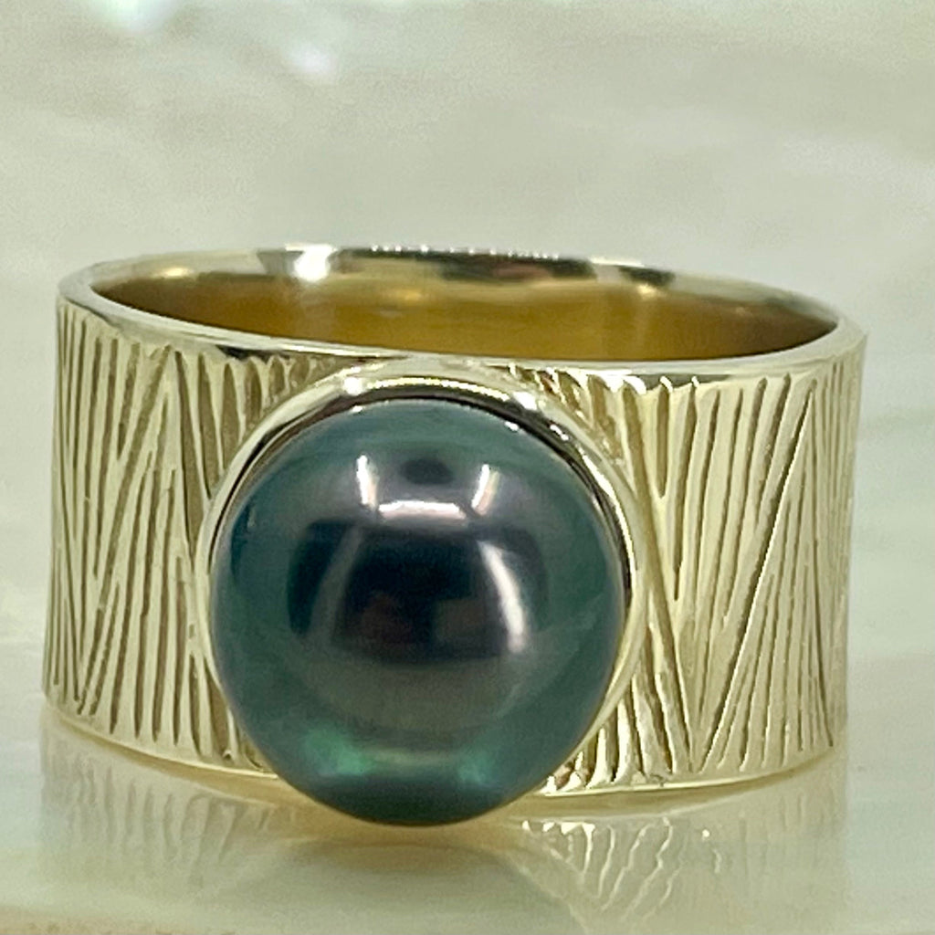 9ct Gold Tahitian Pearl Ocean Ring