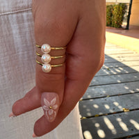 Stacked Freshwater Pearl Gold Ring