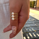 Stacked Freshwater Pearl Gold Ring