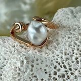 9ct Rose Gold Broome Keshi Diamond Pearl Ring
