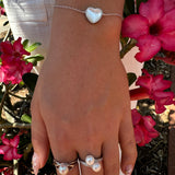 Cubic Zirconia Double Pearl Sterling Silver Ring