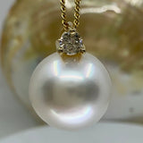Cultured Large Broome Pearl 18ct Diamond Pendant