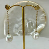 Broome Pearl 10mm Circle 9ct Chain Drop Earrings