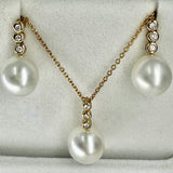 Broome Pearl Bezel Diamond Necklace and Earring Set