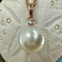 Cultured Broome Pearl Diamond Pendant Rose Gold