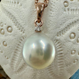 Cultured Broome Pearl Diamond Pendant Rose Gold