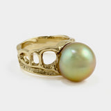 Golden South Sea Pearl Tidal Moon 9ct Gold Ring