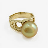 Golden South Sea Pearl Tidal Moon 9ct Gold Ring