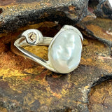 Broome Keshi Pearl Kimberley Diamond Silver Ring