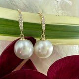 Flawless Broome Pearl Diamond Leaf Hook Earrings