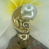 Broome Pearl 'Luna Eclipse' Diamond 9ct Gold Ring