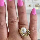 Broome Pearl 'Luna Eclipse' Diamond 9ct Gold Ring