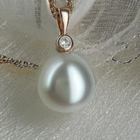 Flawless Broome Pearl Drop Pendant 9ct Rose and Diamond