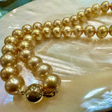 Golden South Sea Strand with 9ct Ball Clasp
