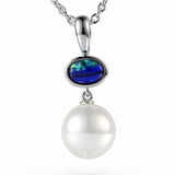 Cultured Broome Pearl Australian Opal Silver Pendant