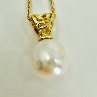 9ct Gold Cultured Freshwater Pearl Filigree Pendant