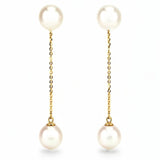 Cultured Freshwater Pearl Chain Drop Earrings