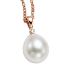 9ct Rose Gold Broome Pear Oval Drop Diamond Pendant