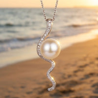 Cultured Freshwater Pavé Set Mitchell Falls Zirconia 925 Silver Pendant