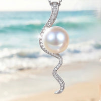 Cultured Broome Pearl Pavé Set Zirconia 925 Silver Pendant