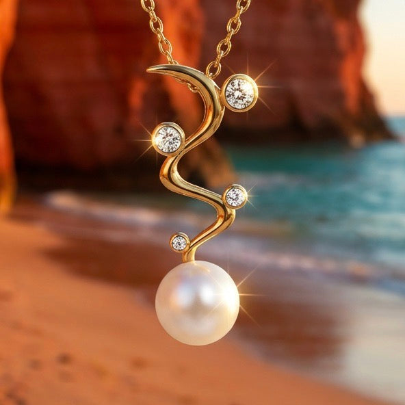 Cultured Freshwater Pearl Windjana Gorge Staircase Gold Pendant
