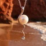 Cultured Freshwater Pearl Mitchell Falls Zirconia Silver 925 Pendant