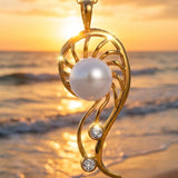 Cultured Freshwater Mangrove Cubic Zirconia Gold Pendant