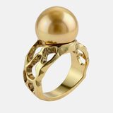 Golden South Sea Pearl Tidal Moon 9ct Gold Ring