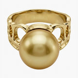 Golden South Sea Pearl Tidal Moon 9ct Gold Ring
