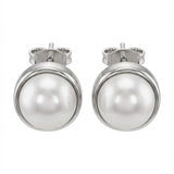 Cultured Freshwater White Pearl Studs Sterling Silver