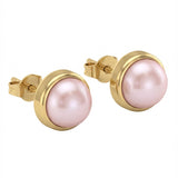 Cultured Freshwater Pink Pearl Studs Gold