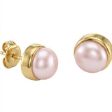 Cultured Freshwater Pink Pearl Studs Gold