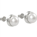 Cultured Freshwater White Pearl Studs Sterling Silver