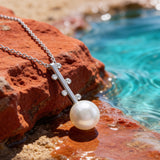 Cultured Freshwater Pearl Staircase Silver 925 CZ Pendant