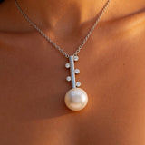 Cultured Freshwater Pearl Staircase Silver 925 CZ Pendant